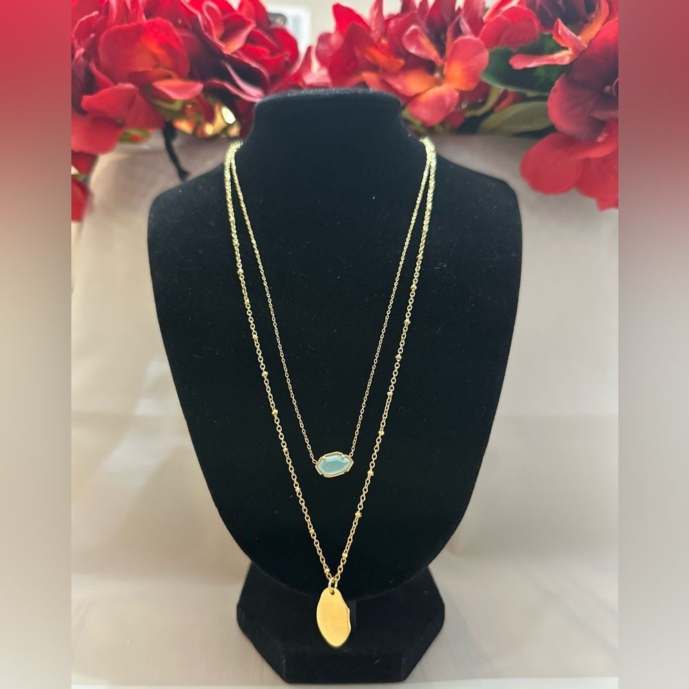 Ozel- Gold and Green Layered Necklace